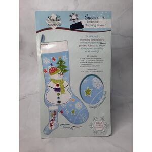 Needle Creations Stamped Embroidery Stocking Panel Snowman Reversible 19inch